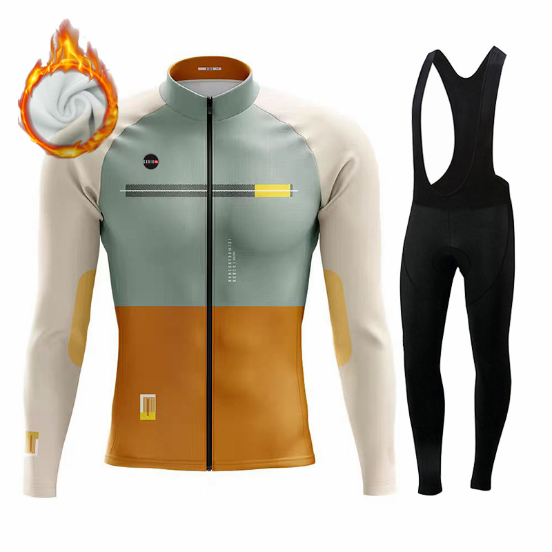 Mountain Biking Jerseys Men - Gobikful Winter Cycling Jersey Set Thermal